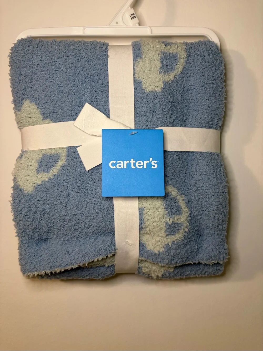 Carter’s Blue Plush Baby Blanket - Soft Cozy Stroller Blanket